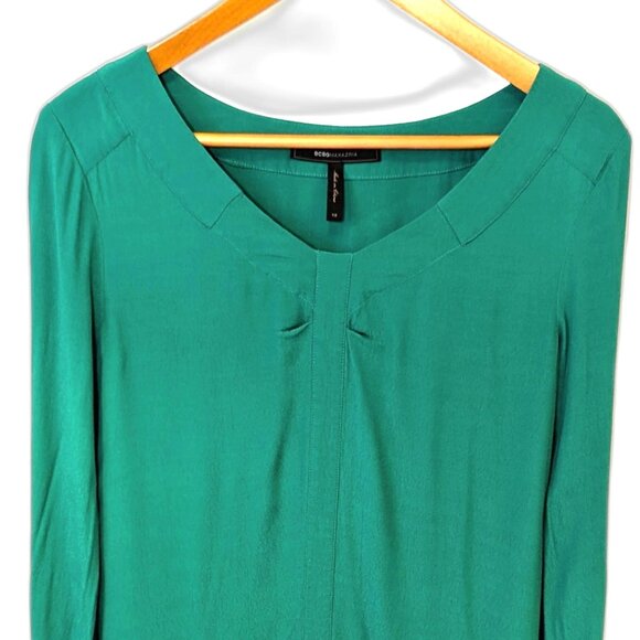 BCBGMAXAZRIA | Tunic Dress Ultra Green "Levin” Pleated  | Size XS - Picture 3 of 12